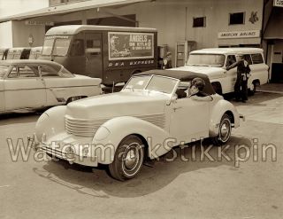 1950s Photo Negative Car 1930s Cord At Airport Rare California Auto With Girl