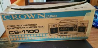 Rare Vintage Crown Cs - 1100 Stereo Boombox Radio - Recorder Magnetophone