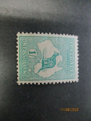 Kangaroo Stamps: 1/ - Green 1st Watermark - Rare - (k27)