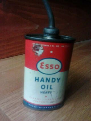 Vintage Esso Heavy Oil Can Handy Oiler 3 Oz Rare Tin