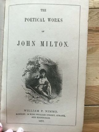 John Milton ' s Poem ' s Paradise Lost 1876 edition vintage antique 3