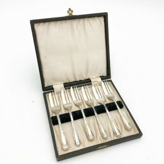 Vintage Epns Silver Plated Cutlery Set Canteen - Cake Slice Forks T93