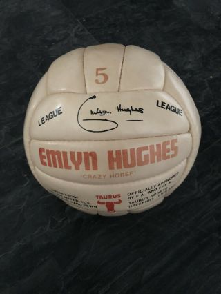 Rare Emelyn Hughes Liverpool Signed Football
