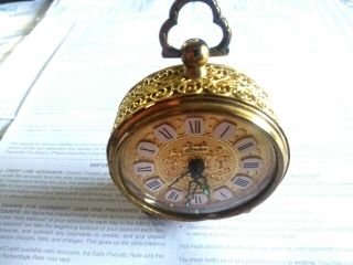Very Rare Vintage Linden Alarm Clock Gold Tone Filigree Case Germany