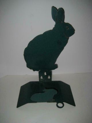 Rare Vintage Htf Enthuse Design Bunny Rabbit Green Metal Wall Hose Reel / Hanger