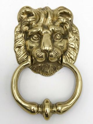 Large Vintage Brass Door Knocker - Lion Head T87