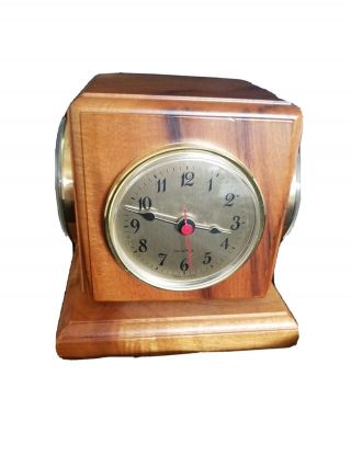 Vintage Rare Myrtlewood Swivel Weather Station Barometer/ Clock/ Thermometer