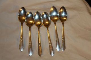 Six Memory Hiawatha Wm Rogers Is 1937 Silverplate Oval Soup Spoons
