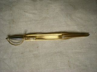 Vintage Swank Tie Clasp Clip Sabre / Sword Gold Tone