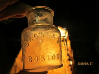 Antique Wide Mouth Medicine Jar Bottle J I Brown & Sons Boston