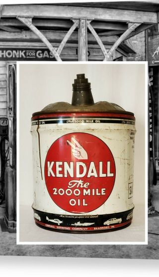 Rare Vtg Kendall The 2000 Mile Motor Oil Can Container.  Great Collectors Piece