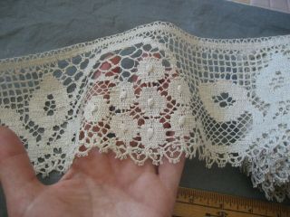 By The Yard Antique Handmade Bobbin Cotton Lace Edging 4 1/8 " Wide