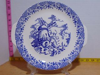 Vintage/antique Royal China Blue Dutch Windmill Two Handled Plate Platter 11x10