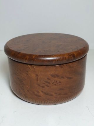 California Redwood Round Box With Lid 3 3/4 Inches Wide 2 1/4 Inches Tall