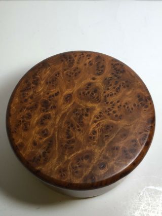 California Redwood Round Box with Lid 3 3/4 inches wide 2 1/4 inches tall 2