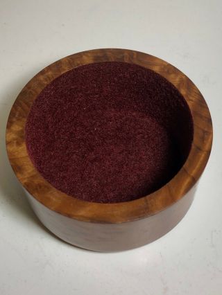 California Redwood Round Box with Lid 3 3/4 inches wide 2 1/4 inches tall 3