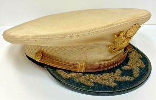Ww Ii U.  S.  Army Officers Colonel White Summer Dress Visor Hat Size 7 Rare