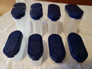Tupperware 4 Large 4 Small Spice Containers Bold And Blue Htf Rare