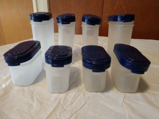 Tupperware 4 Large 4 Small Spice Containers Bold and Blue HTF Rare 2