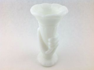 Small Single Vintage Art Deco White Hand Holding Floral Vase