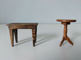 Vintage Dollhouse Miniatures Furniture Wooden Tables 1:12