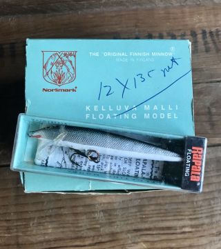 Vintage Rapala Floating 9S Silver Finnish Minnow Lure 3 1/2 