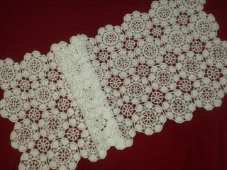 Antique&vintage Handmade Cotton Crochet Lace Runner Code:a601