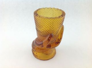 Small Single Vintage Art Deco Amber Hand Holding A Vase 3.  5 Inches Tall