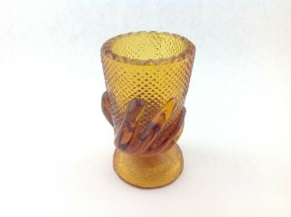 Small Single Vintage Art Deco Amber Hand Holding a Vase 3.  5 inches Tall 2