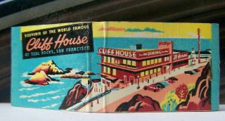 Rare Vintage Matchbook Y1 San Francisco California Cliff House Feature Seal Rock