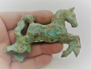 Circa 100bc - 100ad Ancient Celtic Bronze Leaping Horse Statuette Rare