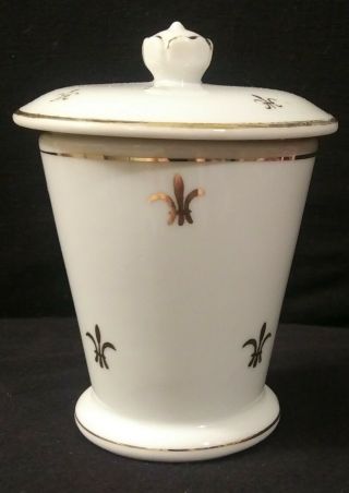 Vintage Nasco Porcelain Sugar Bowl/dish With Lid Fleur - De - Lis Made In Japan