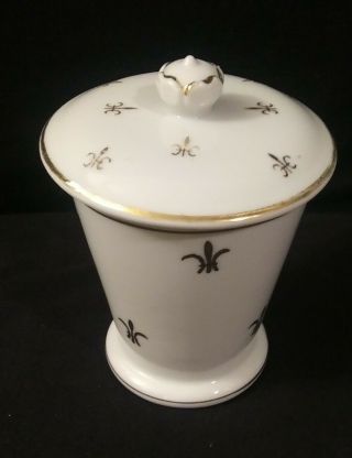 Vintage Nasco Porcelain Sugar Bowl/Dish With Lid Fleur - De - Lis Made in Japan 2