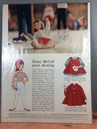 Vintage Betsy Mccall Goes Skating Paper Dolls 1962 Uncut Ice - Skates 19c