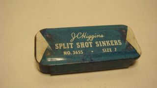 Vintage Fishing Tackle - Jc Higgins Split Shot Sinkers Tin Size 7 W/ Sinkers