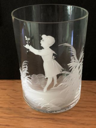 Vintage Mary Gregory Clear Glass Tumbler