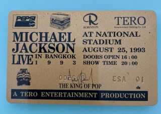 1993 Michael Jackson DANGEROUS WORLD TOUR CONCERT THAI Gold Ticket Card Rare 2