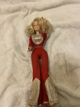 Dolly Parton Doll Vintage 12 " Poseable Red Jumpsuit Eegee Made In Hong Kong