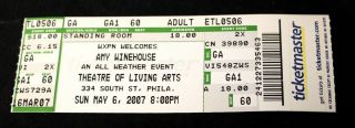 Mega - Rare Amy Winehouse Concert Ticket 5/6/07 Philadelphia Ticketmaster