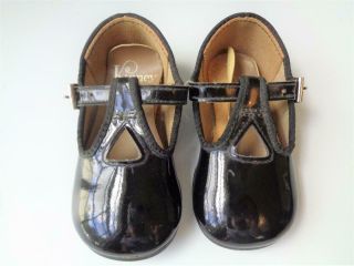 Vintage Kinney Kids Size 3 Toddler Shoes Black Mary Janes Fits Large Doll