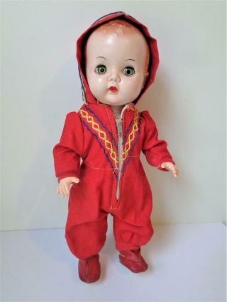 Vintage 1950s Doll Clothes Winter Snowsuit Red Boots Fits Littlest Angel Debbie