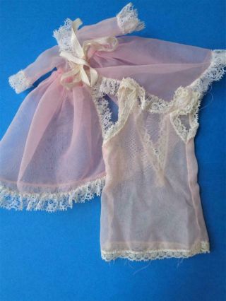 Vintage 1950s Cosmopolitan Ginger Doll Pink Negligee Nightgown Robe Lingerie
