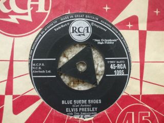Elvis Presley - Hound Dog / Blue Suede Shoes - Rca 1095 Rare Tri Centre Vg,