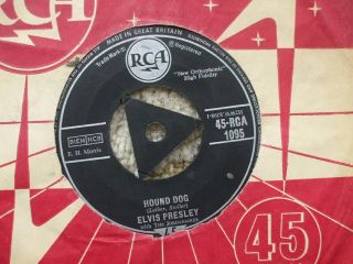 Elvis Presley - Hound Dog / Blue Suede Shoes - RCA 1095 Rare Tri Centre VG, 2