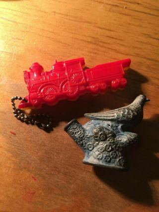 Antique/vintage Metal Bird Whistle Toy & Plastic Train Whistle