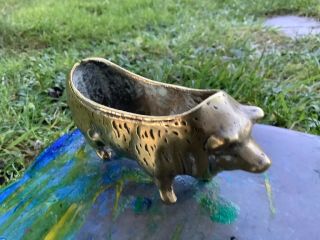 Rare Antique Brass Pig For - Salt - For Table,  Tactile,  Patina & Wear,  In Right Places