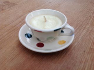 Emma Bridgewater Rare Discontinued Polka Dot Small Tea Cup (, Candle),  Saucer