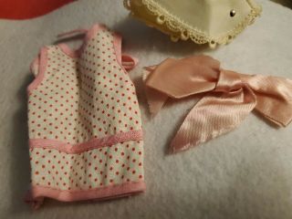 Vintage Doll 1950 ' s pink Hair bow apron hat Ginny,  Madame Alexander,  Ginger 2