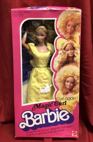 Rare Vintage 1981 Magic Curl Barbie Doll Mattel Made In Taiwan No.  3856 Nrfb