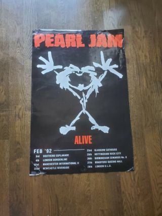 Pearl Jam 1992 Uk Tour Poster Rare